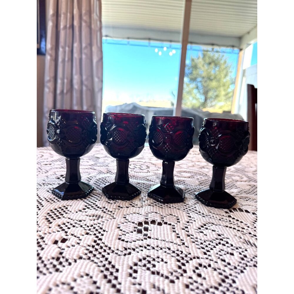 Vintage Avon Ruby Red Cordial Glasses – Cape Cod Collection, Set of 4 🍷